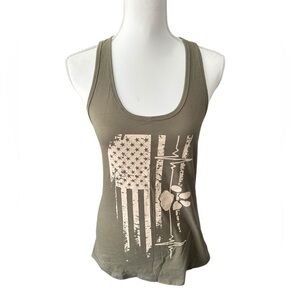 Next Level Soldier Solutions Army Green Graphic Tank Top with American Flag‎